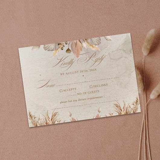 Calligraphy Fall Boho Script Wedding RSVP Karte