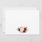 Calligraphy Floral Burgundy Wedding Dankeskarte (Rückseite)