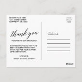 Calligraphy Floral Burgundy Wedding Vielen Dank Postkarte (Rückseite)