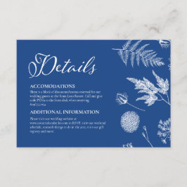 Calligraphy & Floral Marseille Blue Wedding Begleitkarte