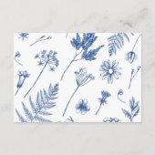 Calligraphy & Floral Marseille Blue Wedding Begleitkarte (Rückseite)