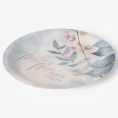 Calligraphy Floral Mr. and Mrs Dusty Blue ID771 Pappteller (Schrägansicht)