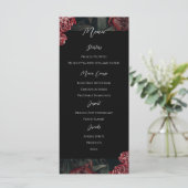 Calligraphy Floral Peony Gothic Wedding Menu Menükarte (Stehend Vorderseite)
