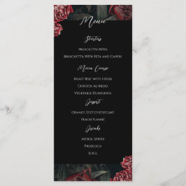 Calligraphy Floral Peony Gothic Wedding Menu Menükarte