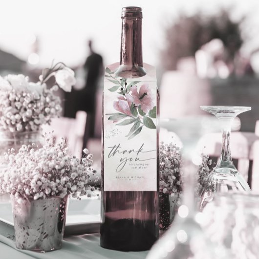 Calligraphy Floral Vielen Dank Mauve ID771 Flaschenanhänger