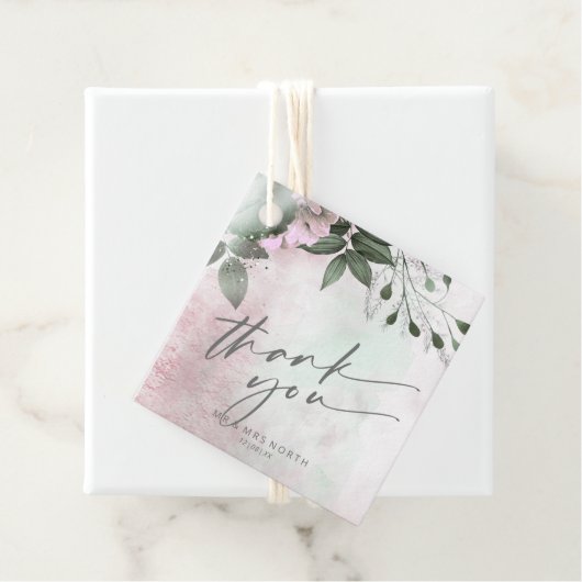 Calligraphy Floral Vielen Dank Mauve ID771 Geschenkanhänger (Beispiel)