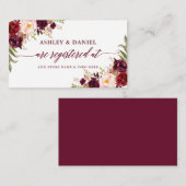 Calligraphy Floral Wedding Registry Burgundy Begleitkarte (Vorne/Hinten)