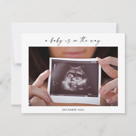 Calligraphy Formal Baby Announcement Card Dankeskarte (Rückseite)