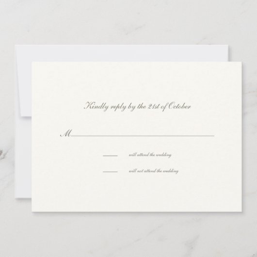 Calligraphy Formal Classic Pearl Wedding RSVP Card (Vorderseite)