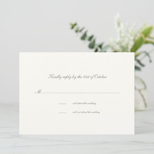 Calligraphy Formal Classic Pearl Wedding RSVP Card (Stehend Vorderseite)