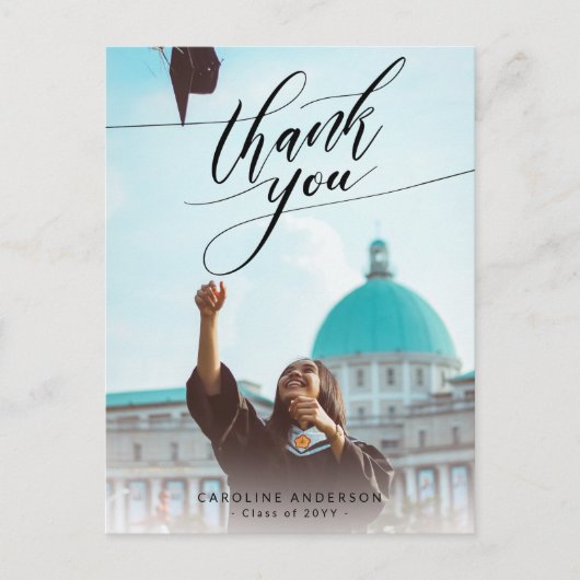 Calligraphy Foto Abschluss Blank Vielen Dank Postkarte (Vorderseite)