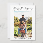 Calligraphy Foto Erntedank Terracotta Feiertagskarte (Vorderseite)