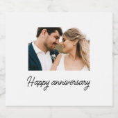 Calligraphy Foto Happy Wedding Anniversary-Geschen Schaumweinetikett (Einzelnes Label)
