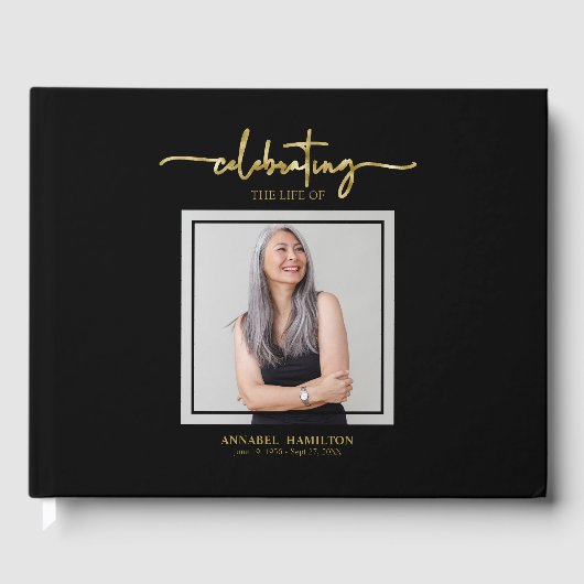 Calligraphy Foto Memorial Erinnerung Gästebuch (Vorderseite)