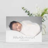 Calligraphy Foto New Baby Religious Vielen Dank Dankeskarte (Stehend Vorderseite)