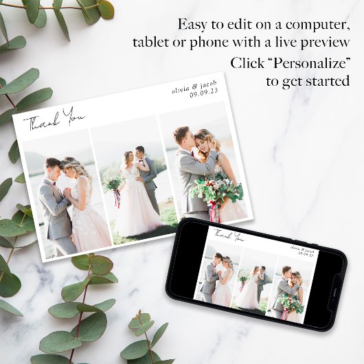 Calligraphy Foto Wedding Vielen Dank Karte