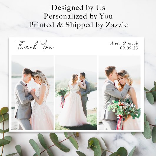 Calligraphy Foto Wedding Vielen Dank Karte