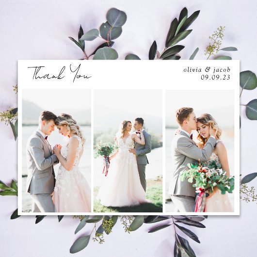 Calligraphy Foto Wedding Vielen Dank Karte