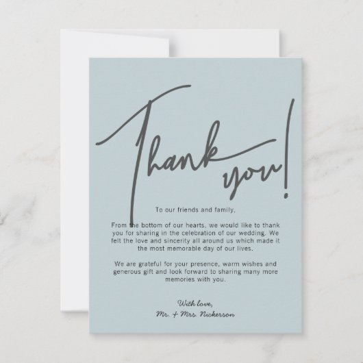 Calligraphy Fotos Hochzeit Dankeschön-Karte Dankeskarte (Vorderseite)