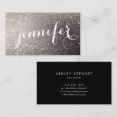 Calligraphy Galaxy Glitzer Iridescent Holographic Visitenkarte (Vorne/Hinten)