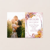 Calligraphy Geometric Marsala Foto Save the Date Folienkarte (Innenseite)