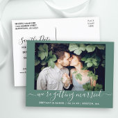 Calligraphy Getried Save the Date Green Postkarte