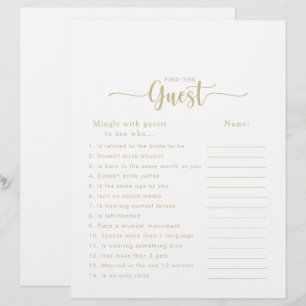 Calligraphy Gold Brautparty Finden Sie das Gast Ga