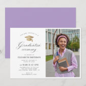 Calligraphy gold cap photo graduation ceremony einladung (Vorne/Hinten)