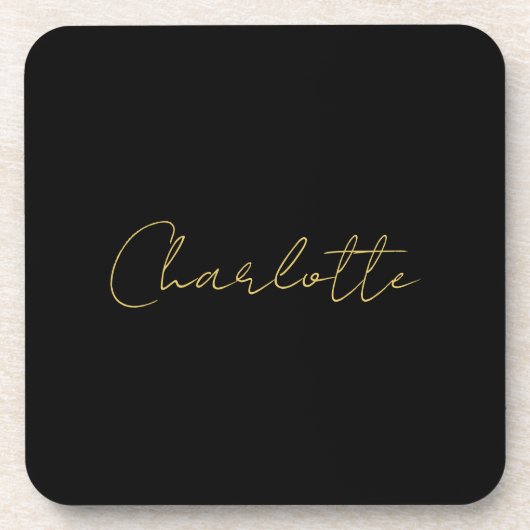 Calligraphy Gold Color Black Custom Personal Edit Getränkeuntersetzer (Vorderseite)