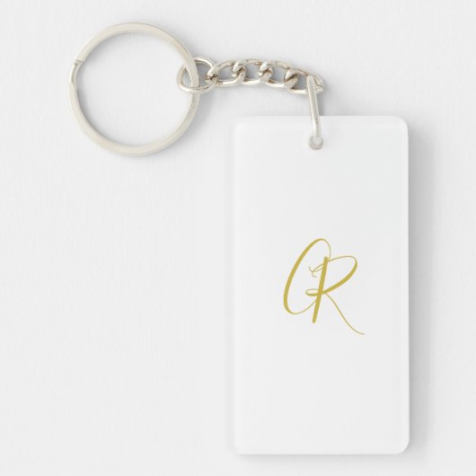 Calligraphy Gold Color Monogram Modern Minimalist Schlüsselanhänger (Vorderseite)