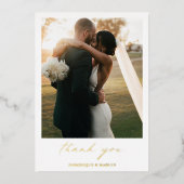 Calligraphy Gold Foil Foto Hochzeit Danke-Card Folieneinladung (Vorderseite)