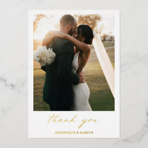 Calligraphy Gold Foil Foto Hochzeit Danke-Card Folieneinladung
