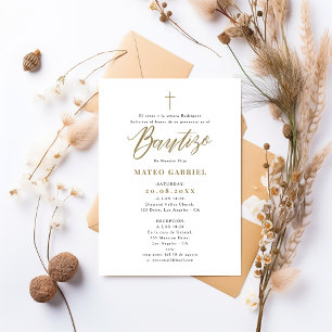 Calligraphy Gold Formal Invitacione De Bautizo Einladung