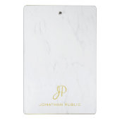 Calligraphy Gold Monogram Beruflich Marble Chic Mini Klemmbrett (Rückseite)