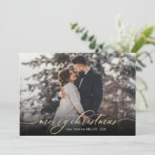 Calligraphy Gold Script Foliage Foto Weihnachten (Stehend Vorderseite)