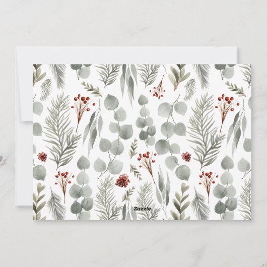 Calligraphy Gold Script Foliage Foto Weihnachten (Rückseite)