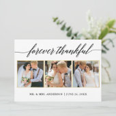 Calligraphy Gold Wedding 3 Foto für immer Dankbar Dankeskarte (Stehend Vorderseite)