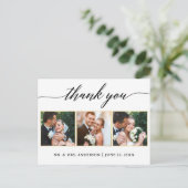 Calligraphy Gold Wedding 3 Foto Vielen Dank Postkarte (Stehend Vorderseite)