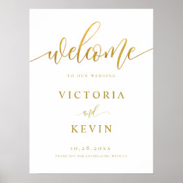 Calligraphy Gold Wedding Welcome Sign Poster