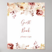 Calligraphy Graceful Floral Guest Book Sign Poster (Vorne)