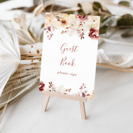 Calligraphy Graceful Floral Guest Book Sign Poster