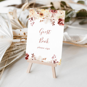Calligraphy Graceful Floral Guest Book Sign Poster