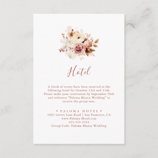 Calligraphy Graceful Floral Hotel Begleitkarte (Vorderseite)