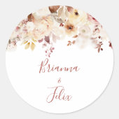 Calligraphy Graceful Floral Wedding Umschlag Aufkl Runder Aufkleber (Vorderseite)