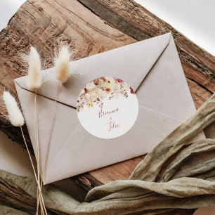 Calligraphy Graceful Floral Wedding Umschlag Aufkl Runder Aufkleber