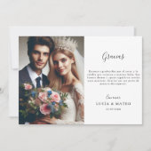 Calligraphy Gracias Spanish Wedding Vielen Dank Karte (Vorderseite)