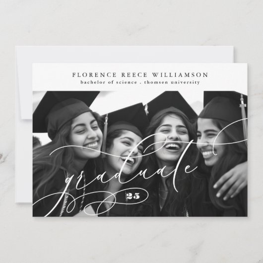 Calligraphy Graduate 2 Foto Uni-Abschluß Ankündigung (Vorderseite)