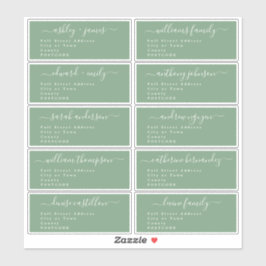 Calligraphy Green Guest Address Labels UK Layout