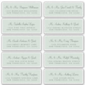 Calligraphy Green Wedding Guest Address Labels (Vorderseite)
