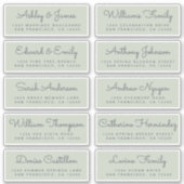 Calligraphy Green Wedding Guest Address Labels (Vorderseite)